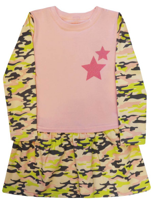 Платье "Futer Military" со звездами на груди  - Размер 122 - Цвет хаки - Картинка #3