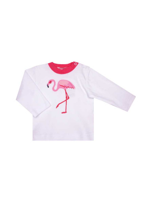 Джемпер "Фламинго" - Размер 62 - Цвет белый с рисунком - Картинка #2