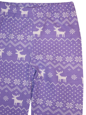 Леггинсы "Зимний узор" с оленями - Размер 116 - Цвет фиолетовый - Картинка #4