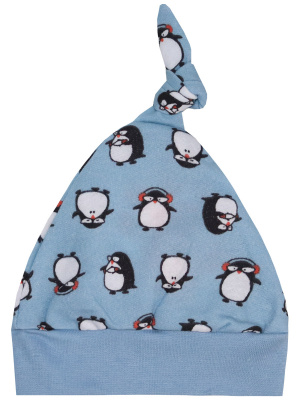 Шапочка "Милые пингвины" - Размер 48 - Цвет голубой - Картинка #2