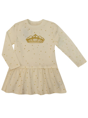 Платье "Балерина" с короной из глиттера золотого цвета - Размер 104 - Цвет молочный - Картинка #3